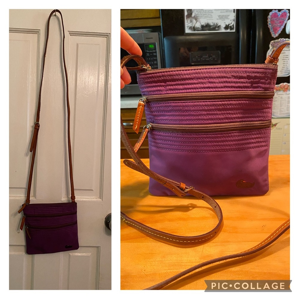 DB Duck Letter Purple Sateen Leather Crossbody